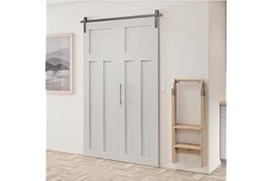 HOCONNIE 3FT/91cm Puerta de Granero Plegable Kit de Puerta de Granero con Carril de Puerta Corredera Ahorre Espacio para 2 Puertas