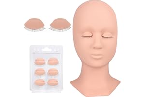 BEYELIAN Práctica Cabeza de Entrenamiento de Pestañas con 4 Pares de Párpados, Lash Mannequin Head, Training Mannequin Head with 4 Pairs Removable Eyelids, Color Natural Tacto Suave