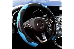 HOME-X Car Steering Wheel Covers, 38 cm/15 inch Universal Fit Leather Steering Wheel Cover Men Women, Anti-slip Breathable Car Steering Wheel Protector Accessories (Blue)