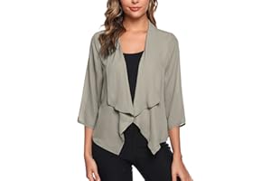 Irevial Coprispalle Donna Cardigan Chiffon a Maniche 3/4 Elegante Bolero Donna Elegante Leggero Primavera Estivo
