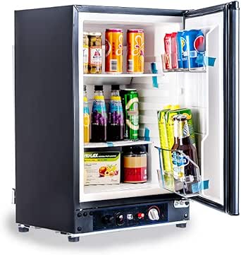 Smad Portable Gas Fridge 230v 12v Lpg Gas Electric Absorption Propane Cooler Black 60l Amazon De Large Appliances