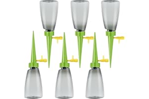 JOYART Plant Waterer with 500ml Bottles 6Pcs Set, Automatic Plant Watering Devices, Self Watering System, Dripper Spike with Slow Release Control Valve Switch for Indoor Outdoor Plants Green