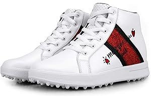 PGM High Heel Golf Shoes for Women and Girls, Waterproof Spikeless Glitter Golf Shoes for Girls