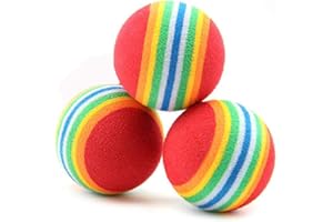 N-brand Pulabo, 3 palline colorate per gatti, in schiuma morbida EVA, arcobaleno, palline per gatti interattivi, giocattoli durevoli e pratiche, robuste