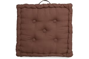 Roseley 100% Cotton Seat Booster Chair Pad 45 x 45cm Thick Sofa Armchair Seat Cushion Firm Support Adults Elderly Pregnancy Pets Chunky Dining Cushion [Brown]