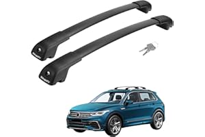 BougeRV Car Roof Rack Cross Bars for Volkswagen VW Tiguan 2018-2023 with Anti-Theft Lock, Aluminum Anti-Rust Cross Bar for Roof Cargo Carrier Kayak Canoe Bike Snowboard, Black (Not for Limited Model)