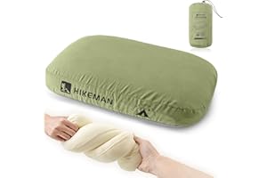 HIKEMAN Cuscino da campeggio in memory foam, ultraleggero, da viaggio, cuscino di supporto per il collo, morbido ed ergonomico, per campeggio, auto, spiaggia, ufficio (verde militare)