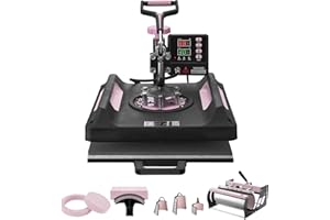 VEVOR 8 en 1 Máquina de Prensado por Calor con Prensa de Vaso de 887 ml, 380 x 380 mm, Prensa Térmico con Giro de 360° y Revestimiento de Teflón para Camisetas, Tazas, Sombreros y Platos, Negro