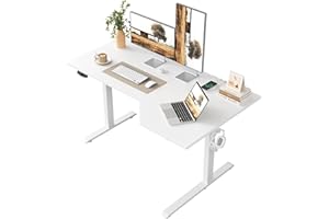 Klicelor L-förmiger Höhenverstellbarer Schreibtisch, 160 x (60-90 cm), Elektrischer Stehpult, Sitz-Steh-Schreibtisch für das Home Office, Ergonomischer Computertisch mit Spleißplatte, Weiß