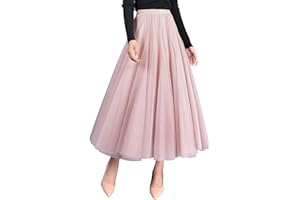 FEOYA Women's Casual Petticoat A-Line Tulle Skirt Elegant Tiered and Pleated Vintage Skirt Swing Skirt