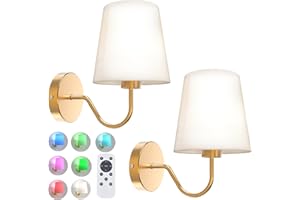 CS COSDDI Battery Operated Wall Lights Set of 2, RGB Dimmable Rechargeable Wall Lights Indoor Wireless Wall Sconces Set of 2 for Bedrooms Cordless Sconce Wall Lamp Remote Control