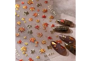 MISSJELLY Nagelsticker Herbst Gold Nail Art Sticker 5D Nagelaufkleber Selbstklebend Erntedankfest NagelDesign Nagelsticker Herbst DIY Maniküre Dekoration(1Blatt)