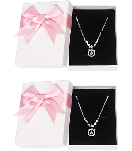 JIHUOO Geschenkbox & Geschenktüte Set – Weiß, Für Schmuck, 7x9x3 Cm Box + 12x5,7x16 Cm Beutel
