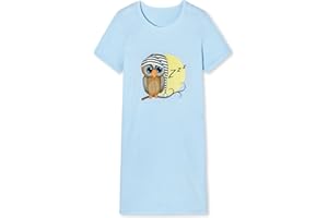 In One Clothing Mädchen Nachthemd mit kurzem Arm, weicher Single-Jersey aus 100% Bauwollle, mit Eulen oder Faultier Motivdruck