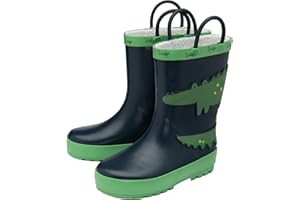 NorthSole Kids Wellies Boys & Girls Childrens Rubber Wellington Boots With Easy Pull On Handles Fleece Lined