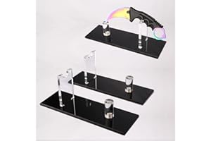 WANLIAN Lot de 2 supports à couteaux, support de présentoir unique en acrylique, présentoir à couteaux de collection, décoration d'intérieur (noir)