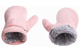 SIQITECHUK Kids Winter Thermal Gloves Toddler Polar Fleece Thick Warm Mittens Soft Cotton Wool Lined Gloves Windproof Snow Ski Gloves with Adjustable Wrist Strap for Boys Girls Outdoor Activities Age 4-7