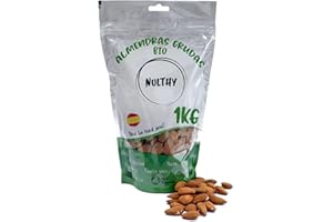 NULTHY - Almendras Crudas BIO 1kg - Producto Español, Almendra Premium, Almendras Enteras BIO, Crudas con Piel y sin Sal de Cultivo Ecológico