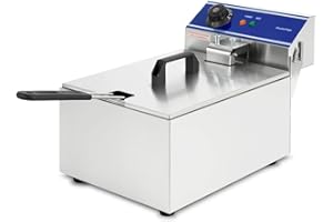 VERTES Friggitrice elettrica professionale 10L, 3000W, 230V, principio della zona fredda, temperatura 50-200°C, cestello di frittura, funzione di reset, acciaio inox, funzionamento ad olio