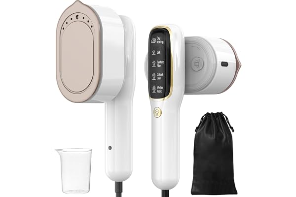 Bärbar ångplattång,1000W Plancha Clopa Viaje,Mini Plancha Clopa de Vapor Rotativa,2 i 1 Portable Vapor de Clopa med depot 100ml och 5 ånglägen,för resor och hem