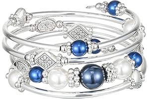 FULU AUTUMN Bracelet en Perles Argent pour Femmes Bracelet Enveloppant en Pierre Multicouches Un Cadeau de Bijoux Fantaisie pour Maman le Jour de Thanksgiving - Boîte Cadeau