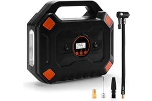 ‎HAOYAO Luftkompressor Kompressor DC 12V 120PSI 35 L/min Auto Luftpumpe LED Digital Reifenfüller Kompressoren Luftverdichter, 3 Nozzle für Auto, Fahrrader, Motorrad, Ball, Luftkissen, Geschenke für Männer