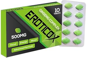 EROTICOX Green - 10 Extra Strong Pills for Men UK - Natural Fast-Acting Ginseng Maca Tablets for Men - for Enhanced Performance & Stamina - Food & Herbal Supplement