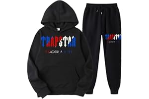 MEEC Trapstar London Sportswear, Trapstar dwuczęściowa odzież sportowa, bluza z kapturem dla mężczyzn i kobiet, z nadrukiem literowym + spodnie sportowe