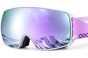 Odoland Occhiali da Sci Maschera da Snowboard per Bambini-Anti-UV400, Anti-appannamento, Antivento, Occhiali di Protezione con Grande Lente OTG Sferica Impermeabile