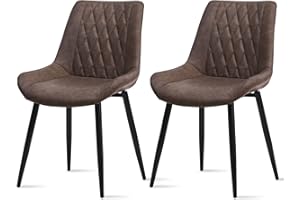 OFCASA Dining Chairs Set of 2 Thick Padded Faux leather Kitchen Chairs Reception Chairs with Metal Legs Lounge Counter Chairs for Home Living Room Waiting Room