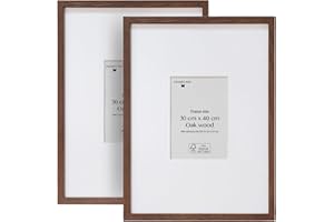 Framelane Lot de 2 cadres 30x40 cm Chêne foncé - Finition haut de gamme - Bois durable certifié FSC - Inclut des clips métalliques
