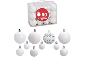 ‎WOMA WOMA Christbaumkugeln Set Weiß & 22 weiteren Farben - 50er & 100er Weihnachtskugeln Set - Weihnachtskugeln Kunststoff - Weihnachtsbaum Deko & Christbaumschmuck