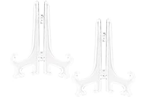 Funzhan 2pcs Clear Acrylic Easels Plastic Plate Stands Holders Fold Display Stand Picture Frame Photo Artwork Home Decoration - 4 Inch