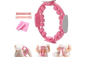 BLOMISE 2-in-1 Pilates Ring Set, Home Pilates Kit for Women, Lymphatic Drainage Cellulite Roller Massager, 4-Handle Magic Circle, 1 Resistance Band & 2 Exercise Loops (10-15 lbs), for Toning & Strength