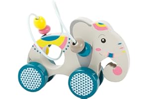 small foot Jouet à pousser avec circuit de motricité Jungle, en bois certifié 100% FSC®, à partir de 12 mois, 11088, Orange