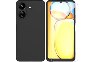ARRYNN Funda Xiaomi Redmi 13C 4G (6,74") con Cristal Templado Protector de Pantalla,Negro Ultra Slim Protectora Funda de Silicona Líquida Suave Case Cover para Xiaomi Redmi 13C 4G - Negro