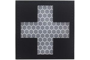 OHRONG Patchs médicaux réfléchissants EMS EMT MED - Croix rouge - Emblème de premiers secours - Pour sac à dos - Noir et blanc