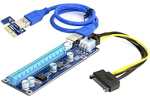 Chenyang PCI-Express X1 to X16 GPU Riser Card Adapter with USB 3.0 ＆ SATA Power Cable for Graphics Card