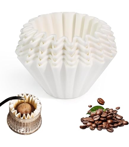 Ziyonix Filtres à Café Papier 200 Pièces - Taille 80/200 Mm, Non Blanchis, Compostables - Pour Machines à Café Filtre 8-12 Tasses - 9