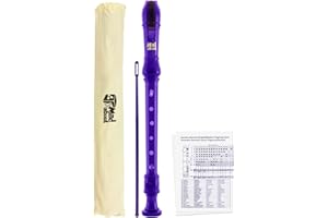 Mad About REC04 Flûte à bec, flûte à bec scolaire soprano avec sac, tige de nettoyage et tableau des doigtés - Violet