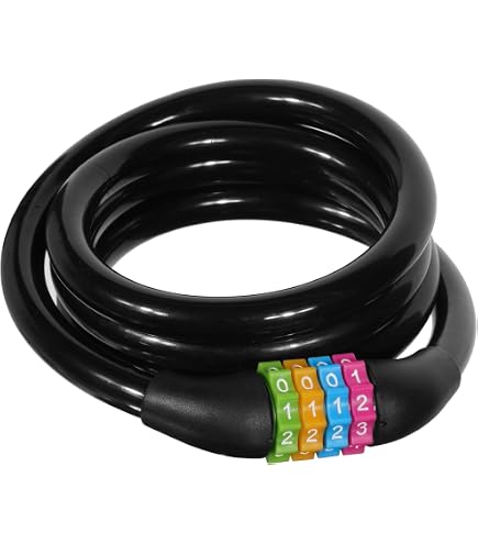Cadenas Casque Moto Rétractable – Câble 150 Cm, Code 4 Chiffres, 2 Pièces, Pour Vélo, Scooter, Valise…