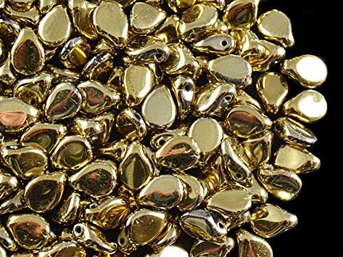 50 Pieces PIP Beads 7x5mm Pressed Czech Glass, Jet with Gold Coating