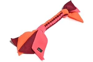 DogDirect London, DOG TUG TOY Tugger Tug Chase Rope SMALL: 45cm/17in, LARGE: 75cm/29in, Soft plaited Flexible FLEECE DOG TOYS Ideal FOR TRAINING, PUPPY PLAY, HAND MADE (Small, Orange) KAS4