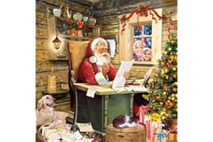 TIGERS ON THE LOOSE Paper Napkins for Decoupage, 4 Single Lunch Size Paper Napkins, Christmas - Santa's Mail