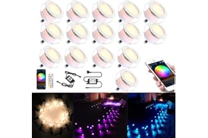 SUBOSI Lot de 20 Wifi Spot Led Eclairage extérieur RGBW(RGB+Blanc Chaud) Spot Led Extérieur Encastrable Compatible avec Google Home Assistant/Alexa, Ø45mm IP67 Kit complet