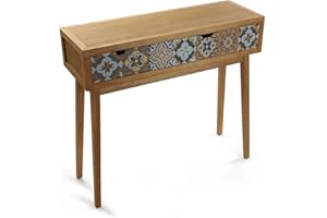 VERSA Alfama Consolle Ingresso, Tavolo Consolle, Tavolino Ingresso, Tavolo Salotto, con 2 cassetti, Misure (A x L x l) 81,5 x 30 x 90 cm, Legno, Colore Grigio