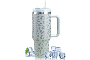 TAOQFUNNY Travel Mug 40oz Thermos Coffee Cup 304/201 Stainless Steel Thermal Mug Leakproof Tumbler Easy to Carry Compatible Car Cup Holder with Straw BPA Free Easy-Clean Lid for Car/Outdoor/Picnic/Office/School