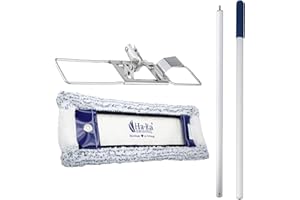 Ha-Ra Set Bodenexpress 42 cm aus Edelstahl & Mach 6 Bodenfaser I robuster Boden-Wischer zur Reinigung für Böden & Wände I wendiger Wischmop mit rutschfestem Griff & teilbarem Stiel