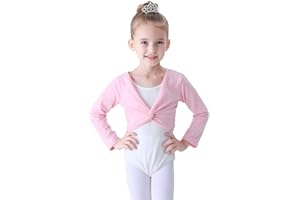Soudittur Maglia a Incrocio Top da Danza Classica Cotone per Bambini in Rosa, Bianco, Nero