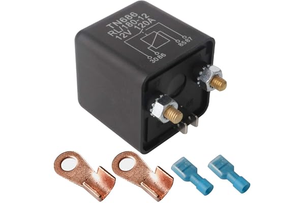 Gebildet 1 pièce 12VDC 120A Robuste on/Off Relais pour Automobile/Voiture/Camion/Van/Moto/Bateau, Normalement Ouvert RL/180-12 SPST 4 Pin, avec 2 Pin Empreinte + 2 Terminal